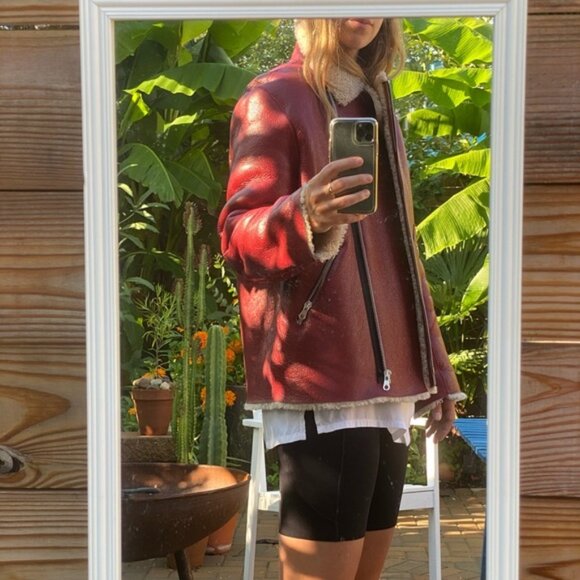 Sandro Leather / Sherpa Jacket - Picture 2 of 12